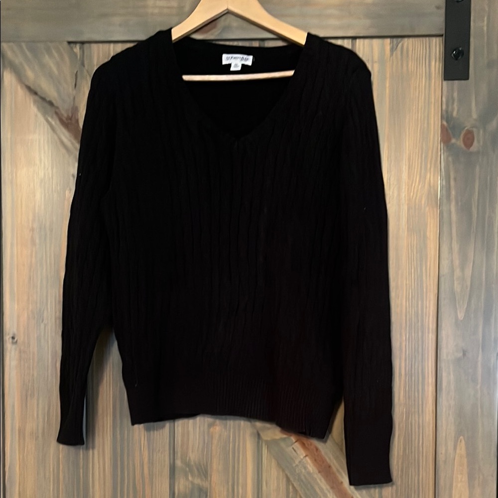 St. John’s Bay Classic Black V-Neck Sweater Size PXL